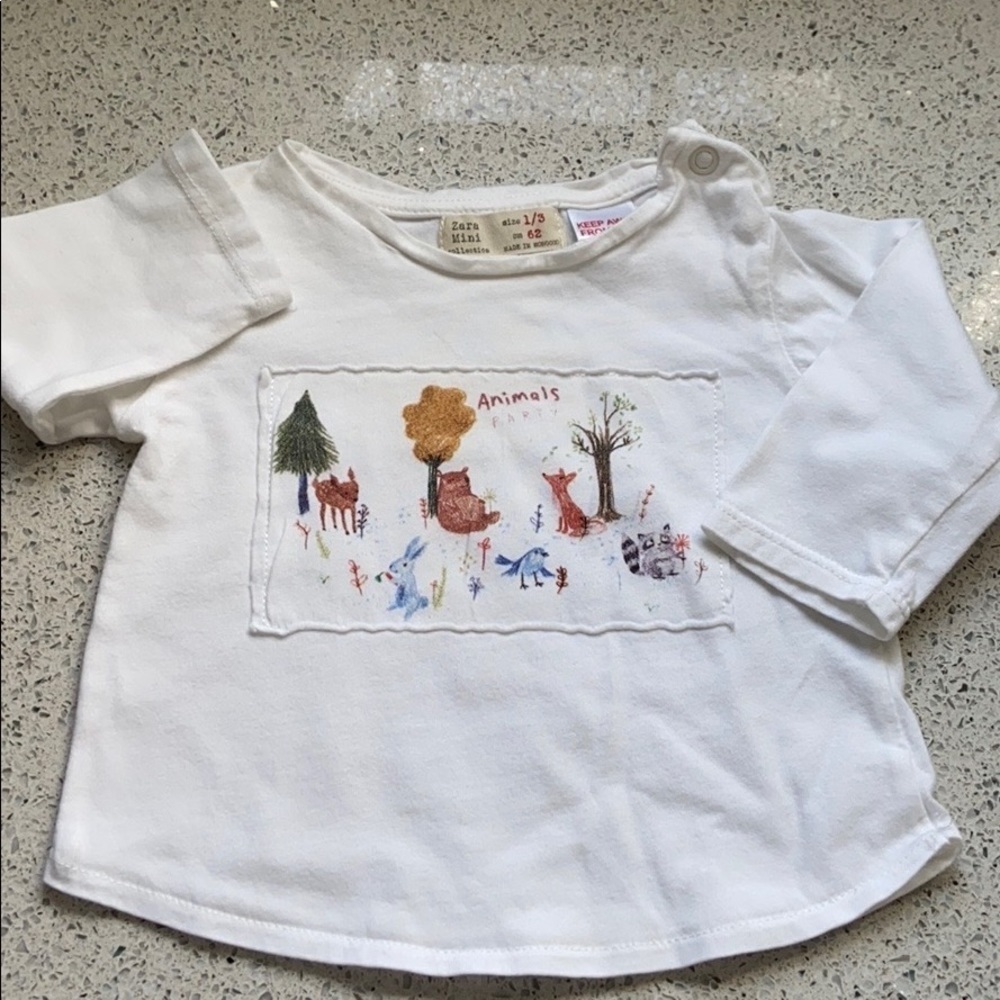 Zara Baby Animal Friends Infant Long Sleeve Cotton Top